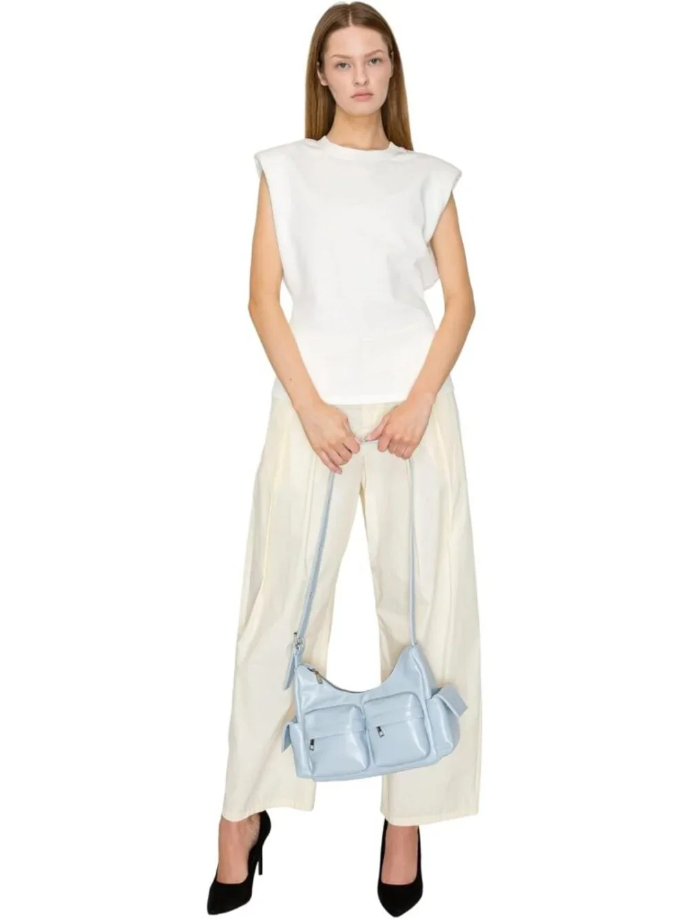 Glossy PU Leather Multi-Pocket Shoulder Bag for Women - Stylish & Versatile